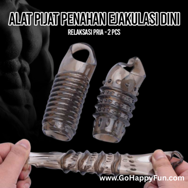 Alat Pijat Penahan Ejakulasi Dini Relaksasi Pria Kondom Sambung Bergerigi - HAYA