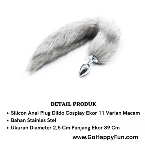 12 Plug Anal Berbulu Ekor Rubah Non Getar Warna Rendem