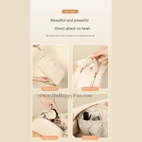 Tas Travel Make Up Organizer Toiletry Bag PU Leather - LEONA