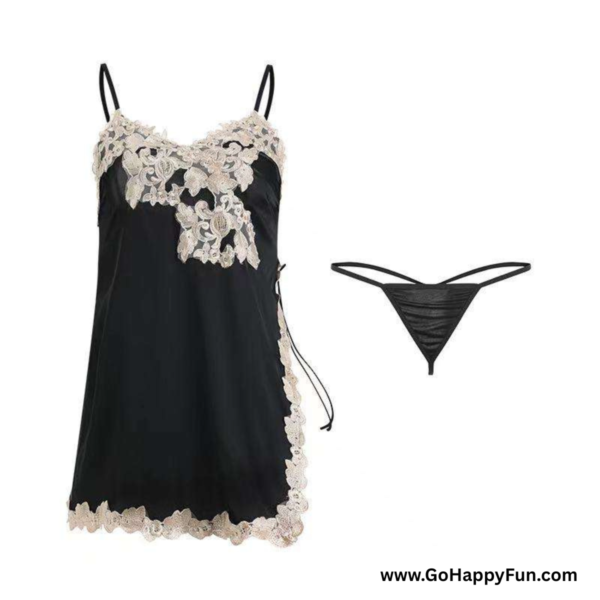 Dress Mini Hitam Lingerie Wanita  Baju Tidur dengan Belahan Paha Sexy & Nyaman TIARA