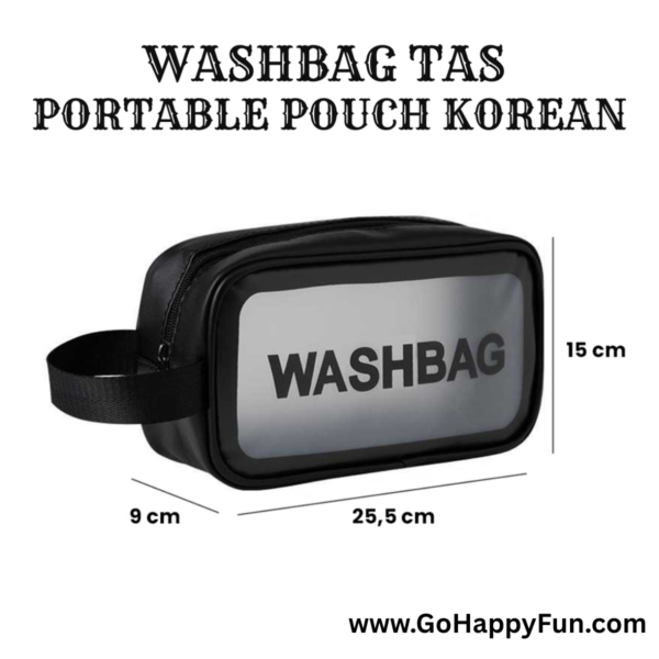 Tas Kosmetik Alat Make Up Portable Pouch Korean PVC Size M Waterproof - WASH