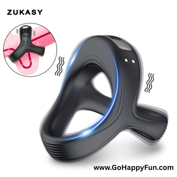Cock Ring Vibrator Penahan Ejakulasi Dini Pria 10 Mode Getar - ZUKASY