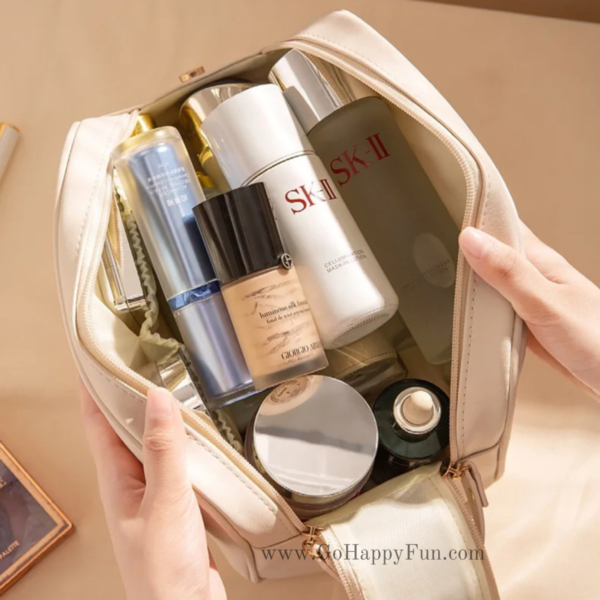 Tas Travel Make Up Organizer Toiletry Bag PU Leather - LEONA